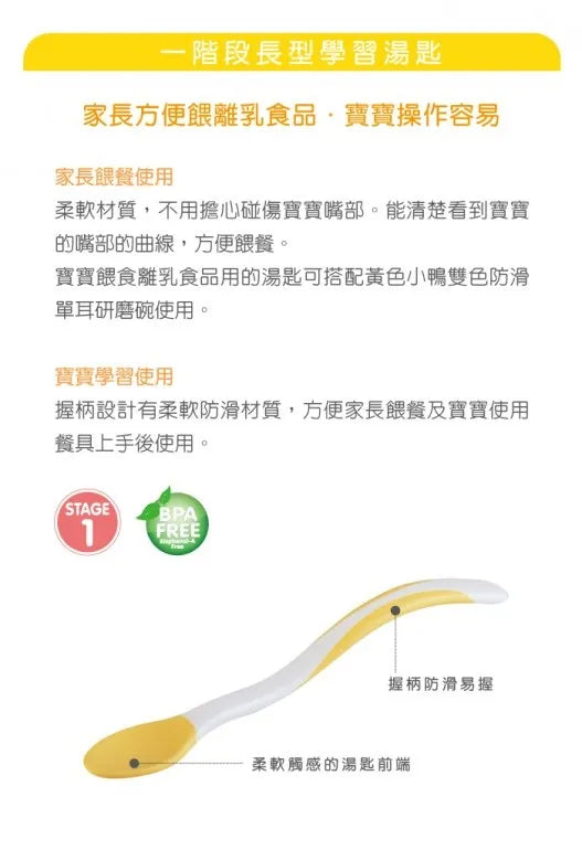 黃色小鴨Piyo Piyo 雙色一階段學習長湯匙