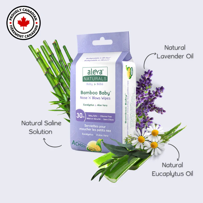 Aleva Naturals Bamboo Baby Nose 'n' Blows 竹纖維鼻腔濕巾 30ct