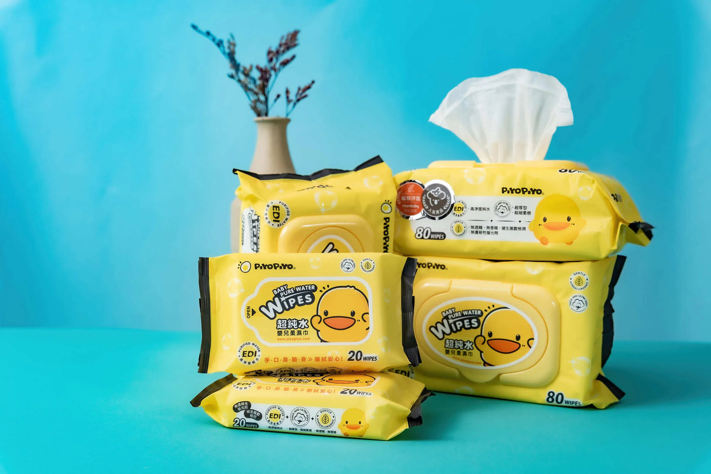 黃色小鴨Piyo Piyo 嬰兒超柔濕紙巾(80抽/包)
