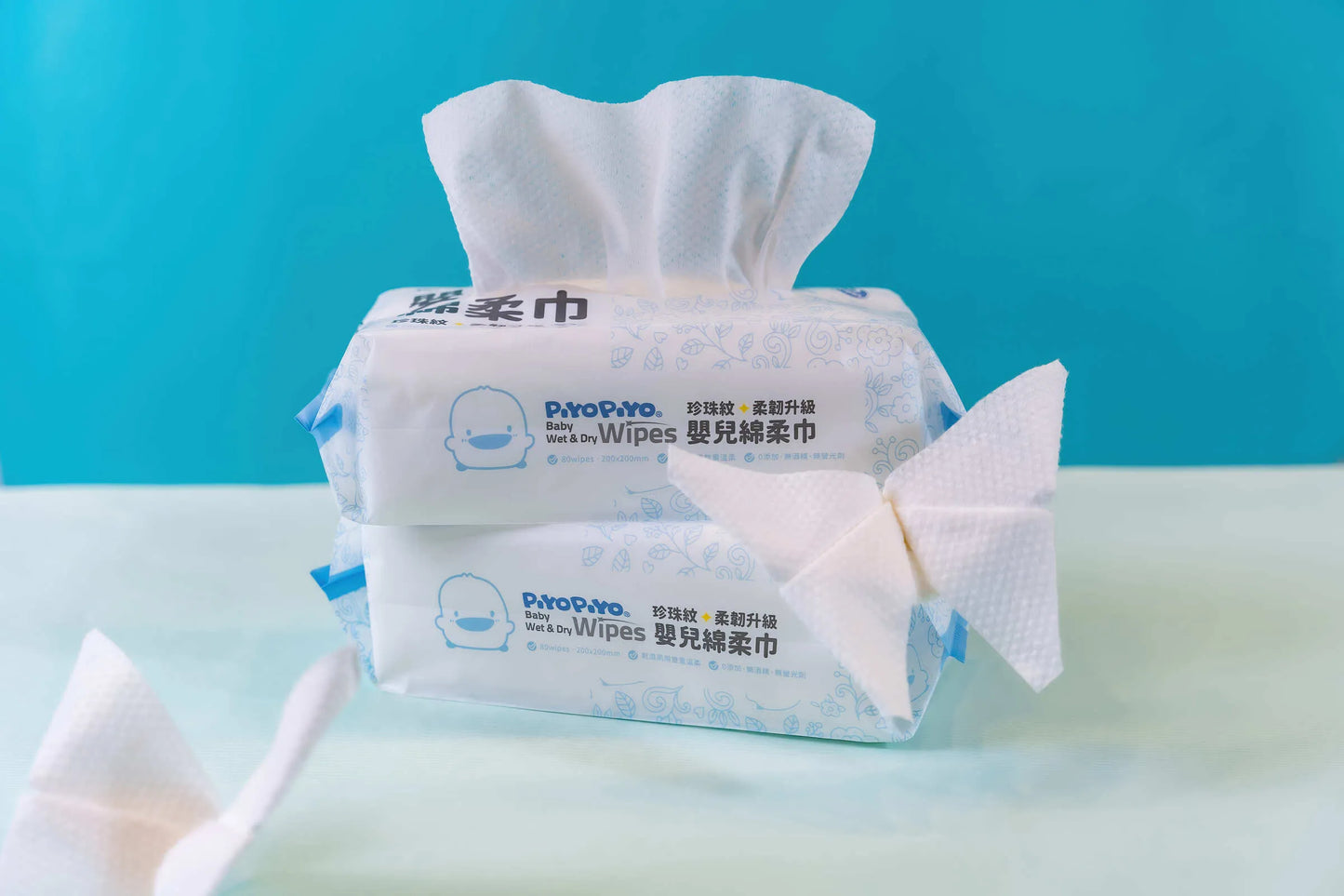 黃色小鴨Piyo Piyo 珍珠紋柔韌升級嬰兒綿柔巾(80抽/包)