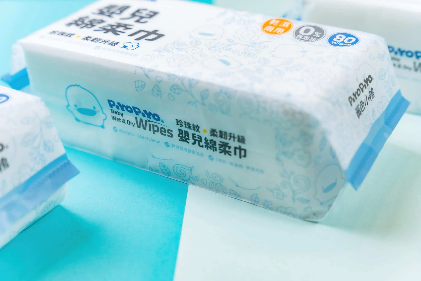 黃色小鴨Piyo Piyo 珍珠紋柔韌升級嬰兒綿柔巾(80抽/包)