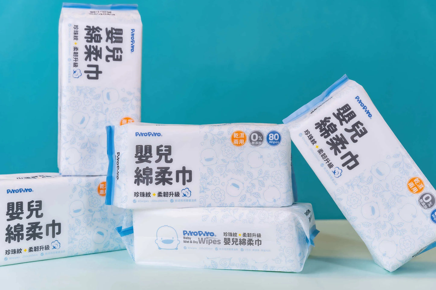 黃色小鴨Piyo Piyo 珍珠紋柔韌升級嬰兒綿柔巾(80抽/包)