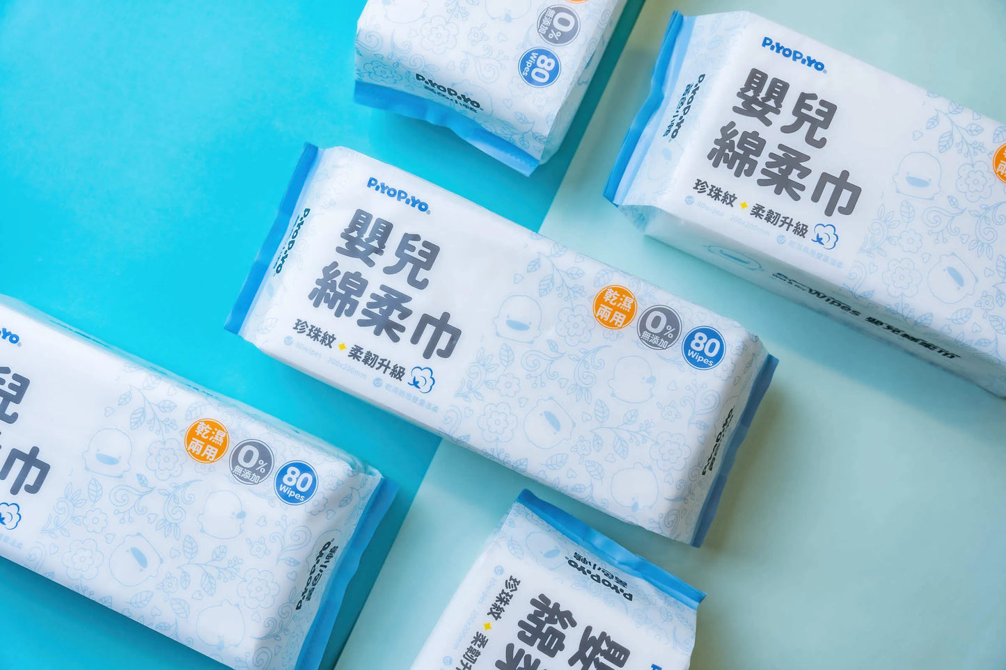 黃色小鴨Piyo Piyo 珍珠紋柔韌升級嬰兒綿柔巾(80抽/包)