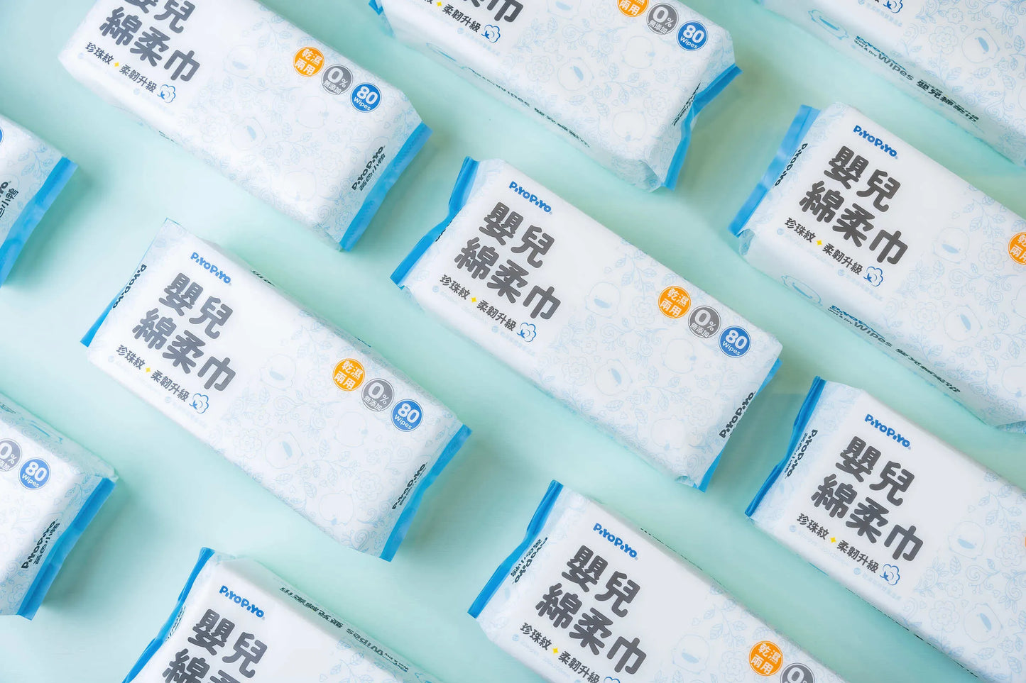 黃色小鴨Piyo Piyo 珍珠紋柔韌升級嬰兒綿柔巾(80抽/包)