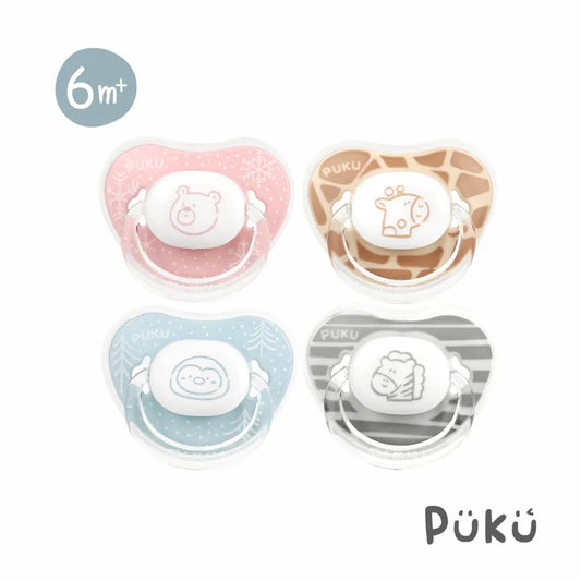 藍色企鵝Puku Animal動物安撫奶嘴2入組-初生型(灰藍/米粉)