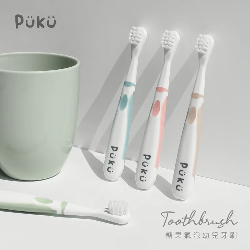 藍色企鵝Puku 糖果氣泡幼兒牙刷2入組