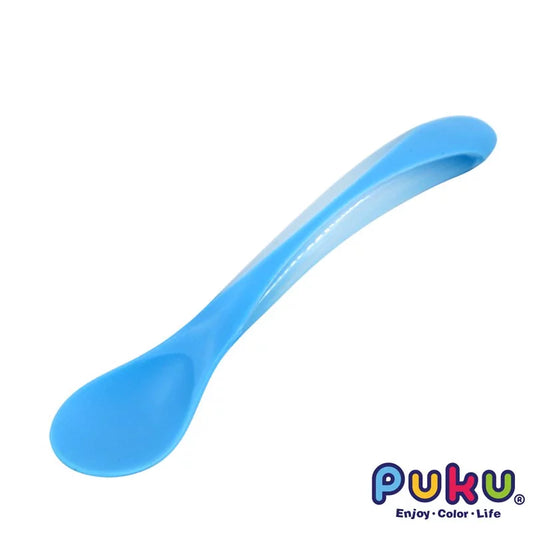 藍色企鵝Puku 雙色軟質湯匙-(水色)
